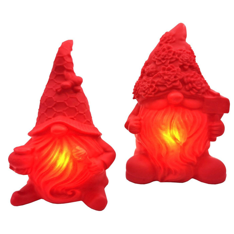 Gnome Πλαστικός με φως 9x6cm Xmasfest 1133687 - 12 ΤΕΜ 93-3667