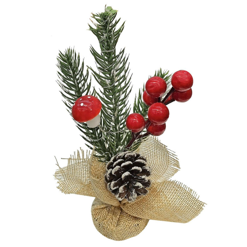 Πουγκί Λινάτσα με Κλωνάρι γκι Μικρό 19cm Xmasfest 1133720 93-3700