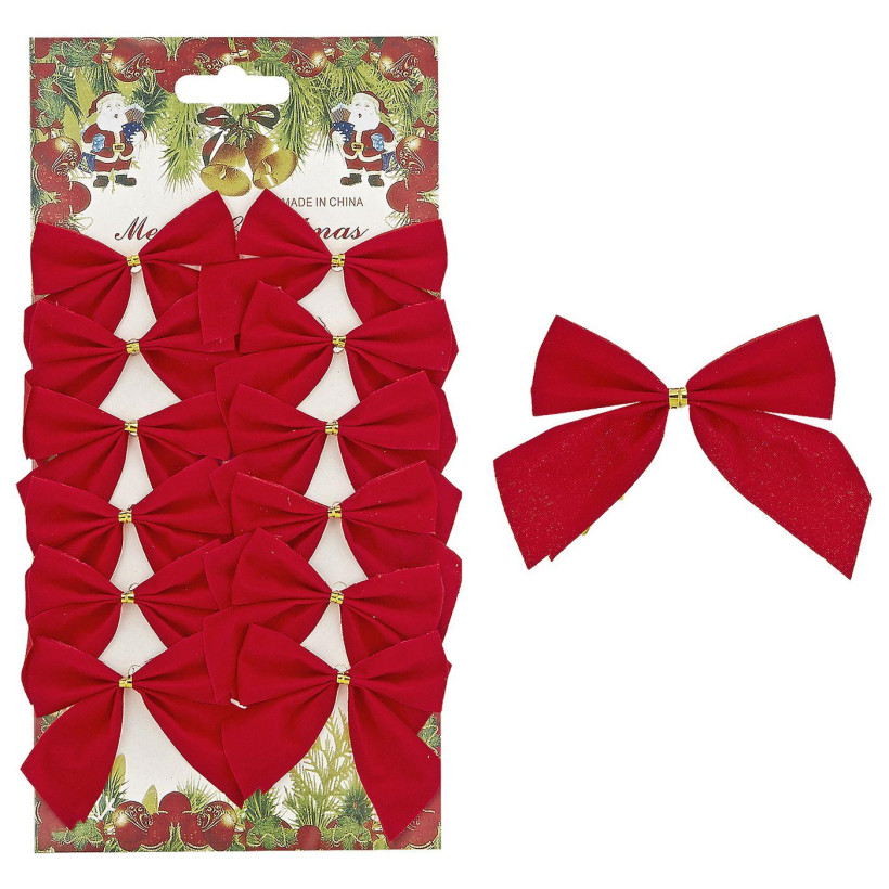 Φιόγκοι Κόκκινοι σετ=12τεμ 5,5x6cm Xmasfest 113390 93-370