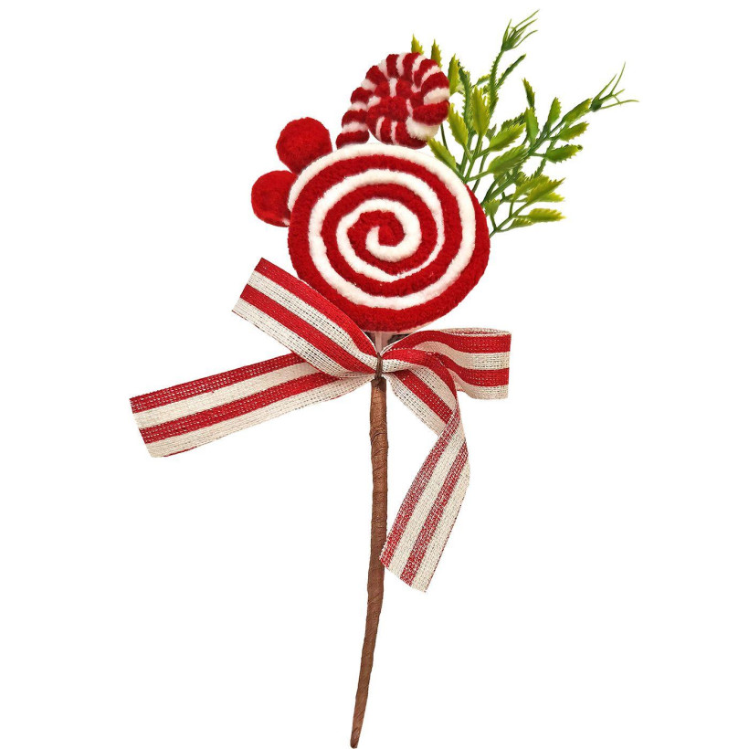 Κλαδί με Γλυφιτζούρι & Φιόγκο 29cm Xmasfest 1133756 - 10 ΤΕΜ 93-3736