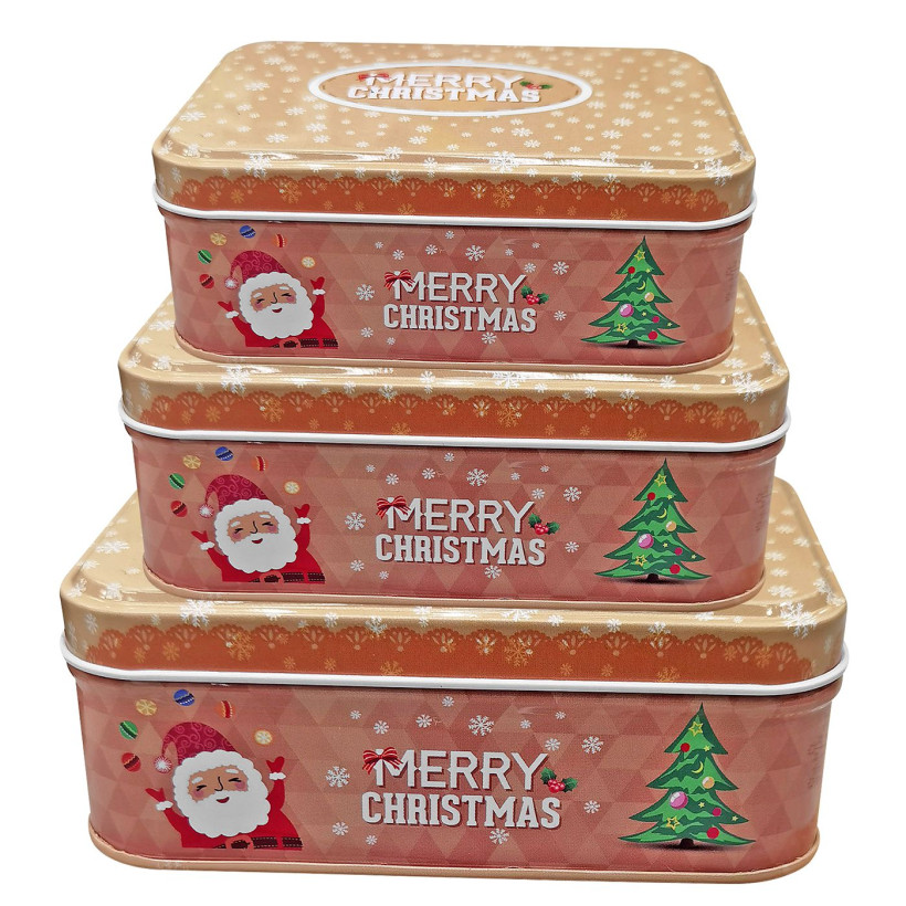 Κουτιά Μεταλλικά Xmas Ορθογώνια σετ=3 τεμ 18x13x6cm 14x10x5cm 12x9x4,5cm Xmasfest 1133816 93-3796