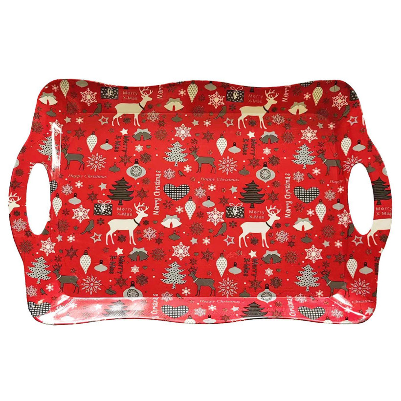Δίσκος Πλαστικός Ορθογώνιος Merry Christmas με Μπάλες 38x26cm Xmasfest 1133871 93-3851