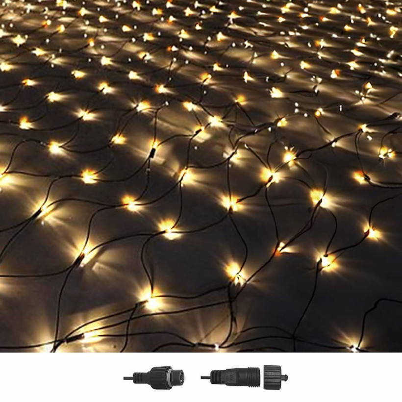 100 Λαμπάκια LED Λευκό Θερμό Δίχτυ με Επέκταση & Προγράμματα IP44 1,5x1,5m (δεν Περιέχεται ο Μετασχηματιστής) Xmasfest 1133502 93-3482