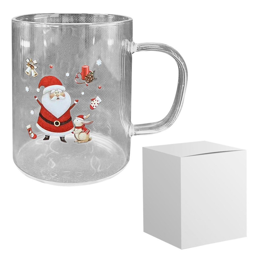 Κούπα Γυάλινη Borosilicate Άγιος Βασίλης 380ml Xmasfest 1133880 93-3860