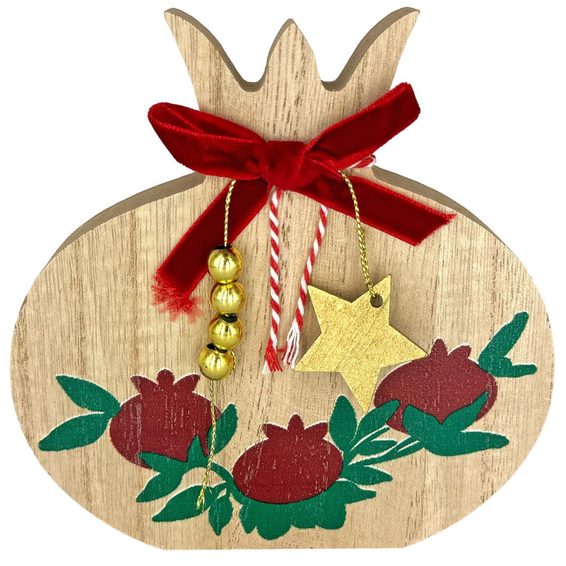 Ρόδι Ξύλινο Επιτραπέζιο Διακοσμητικό 14,5x14cm Xmasfest 1134011 93-3991