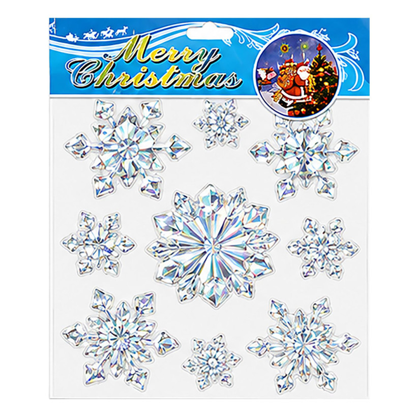 Αυτοκόλλητα 3D Χιόνια με Κρυστάλλινη όψη 26x22cm Xmasfest 1134153 - 12 ΤΕΜ 93-4133