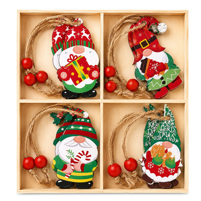 Στολίδια Ξύλινα σετ=12τεμ Σύνολο=14x14cm Τεμ=6cm Xmasfest 1134240 93-4220