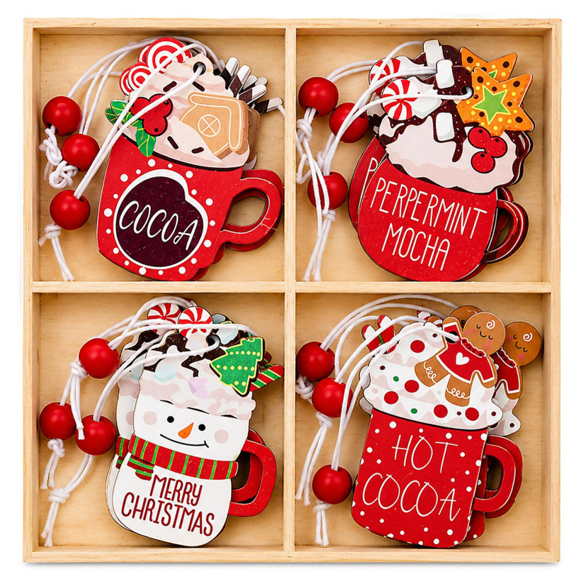 Στολίδια Ξύλινα σετ=12τεμ Σύνολο=14x14cm Τεμ=6cm Xmasfest 1134241 93-4221