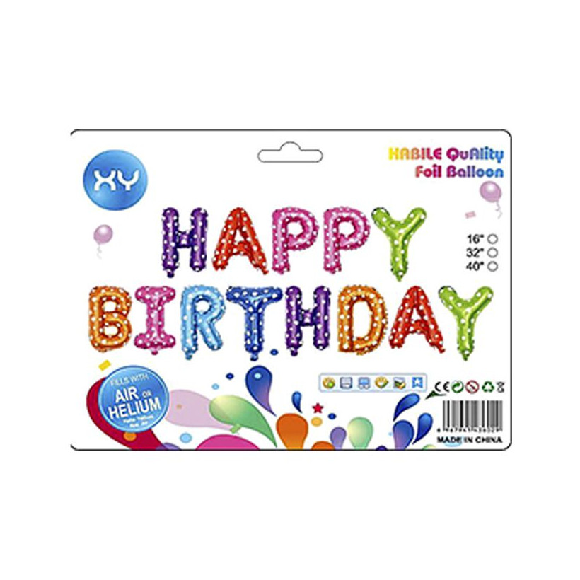 Φουσκωτό Μεταλλιζέ Happy Birthday Ύψος γραμμάτων=41cm Homie 116791 ΠΟΛΥΧΡΩΜΟ 96-771-MLT