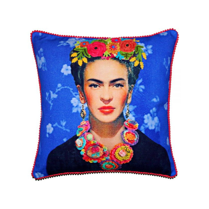 Μαξ. Frida Μπλε 45x45εκ. Κεντημένο βαμβακερό