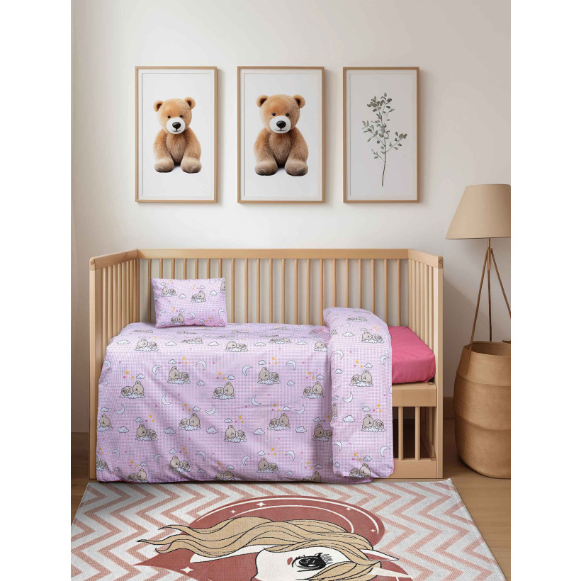 Βρεφική παπλωματοθήκη BEARSLEEP Ροζ Σετ παπλωματοθήκη: 110 x 145 + 1 μαξιλαροθήκη 30 x 40 εκ. MADI