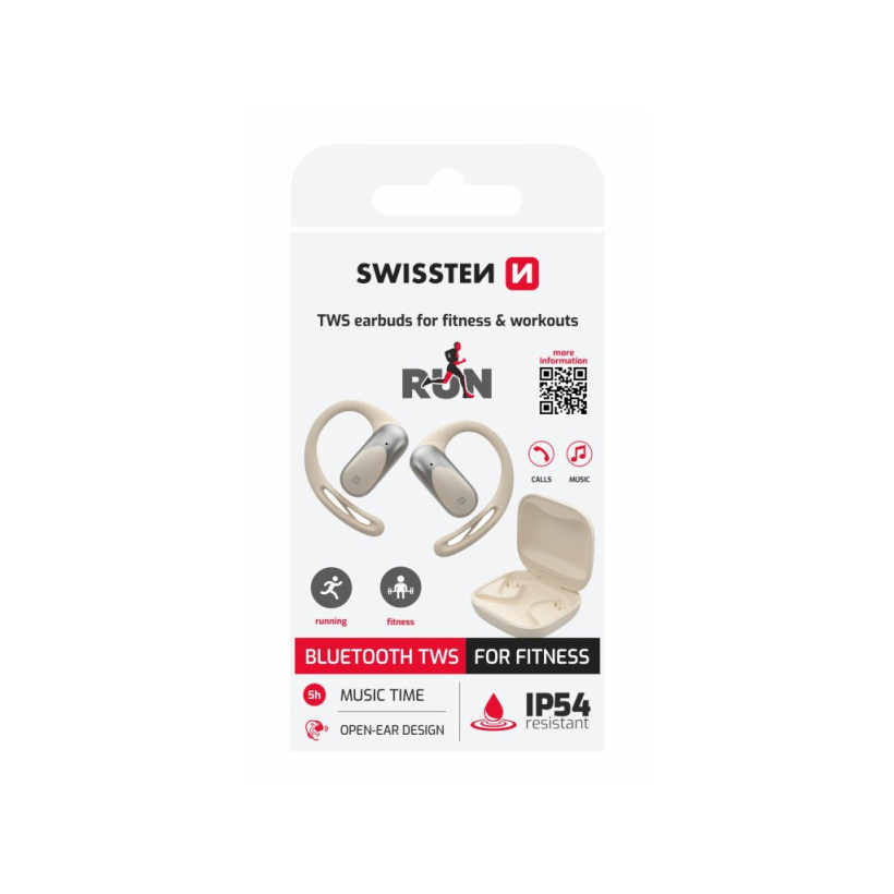 SWISSTEN Ακουστικά Bluetooth για Τρέξιμο Open Ear, Μπεζ 8595217494398