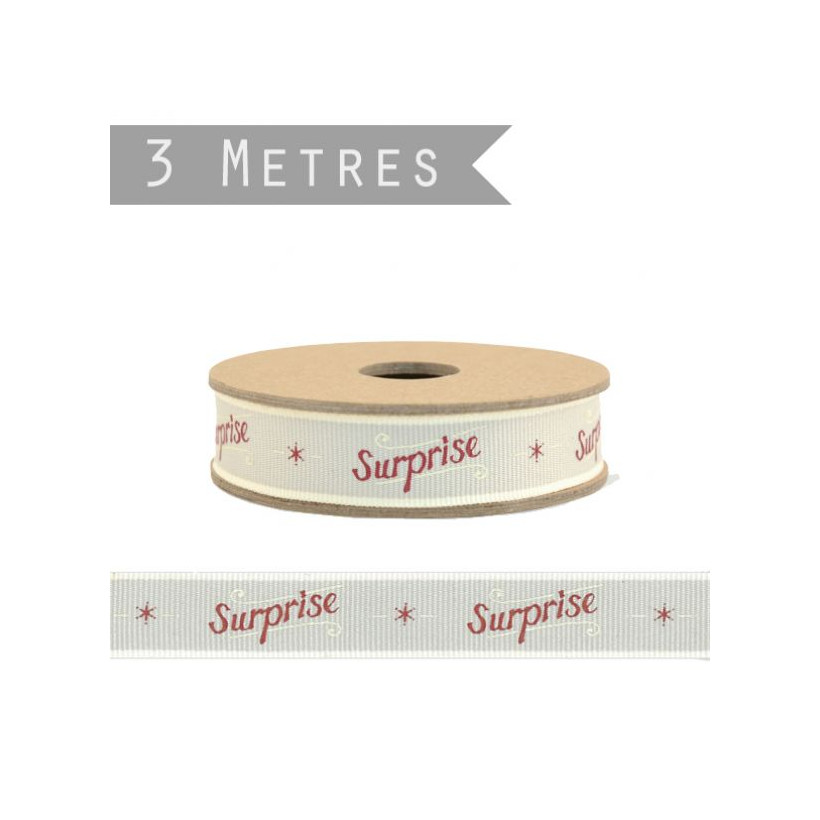 Κορδέλα 3μ. - Surprise (γκρι)