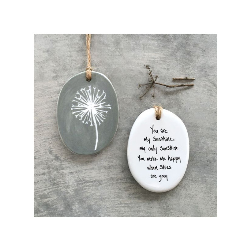 Στολίδι Sgraffito 7x5,5 εκ. πορσελάνη - You are my sunshine 