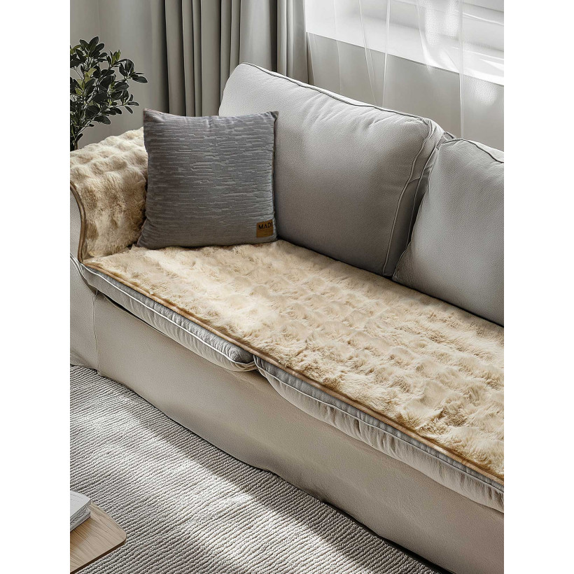Μεμονωμένο γούνινo κάλύμμα FLAURA BEIGE Μπεζ Μεμονωμένο γούνινο κάλυμμα για καναπέ γωνία 260 x 75 εκ. MADI