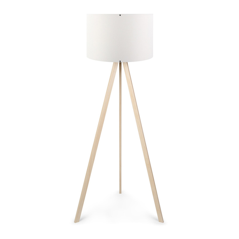 Φωτιστικό δαπέδου Rosling  Mdf/ύφασμα Pvc χρώμα φυσικό/λευκό 38x21x140εκ.