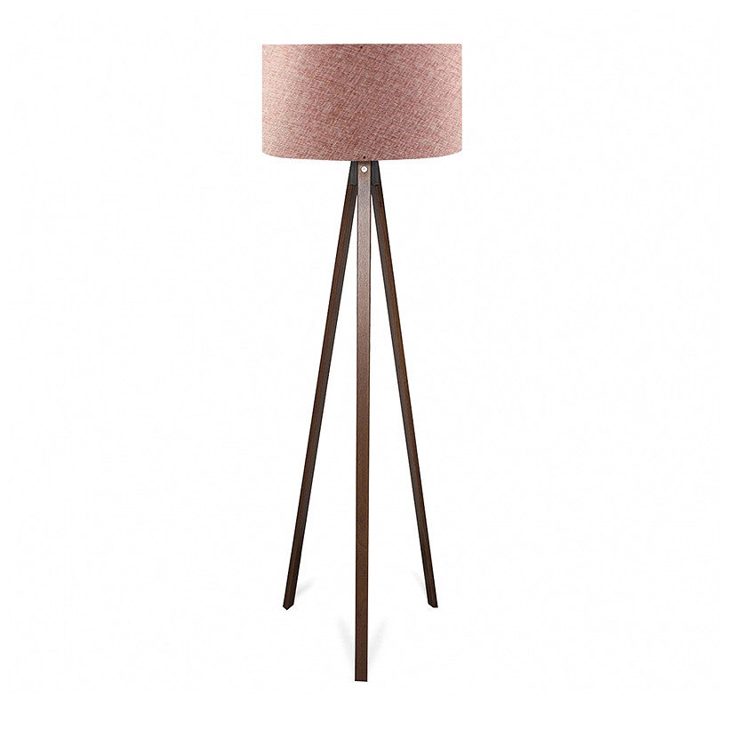 Φωτιστικό δαπέδου Rosling  Mdf/ύφασμα Pvc χρώμα καρυδί - dusty rose 38x38x140εκ.