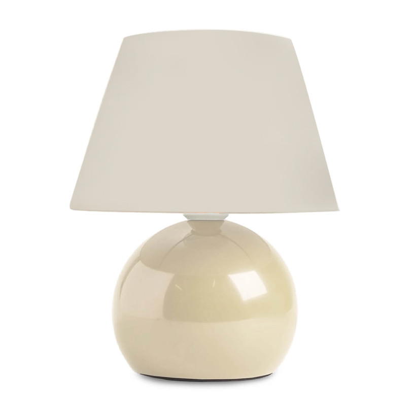 Φωτιστικό επιτραπέζιο Alaska  E27 μεταλλικό - ύφασμα Pvc χρώμα κρεμ Ø22x30εκ.