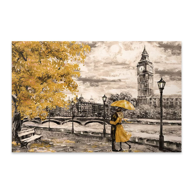 Πίνακας σε καμβά "Big Ben And Yellow Leaves"  ψηφιακής εκτύπωσης 125x80x3εκ.