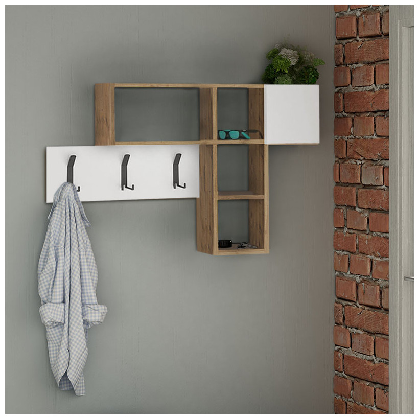 Κρεμάστρα τοίχου Game  χρώμα sapphire oak - λευκό 99,5x15x61εκ.