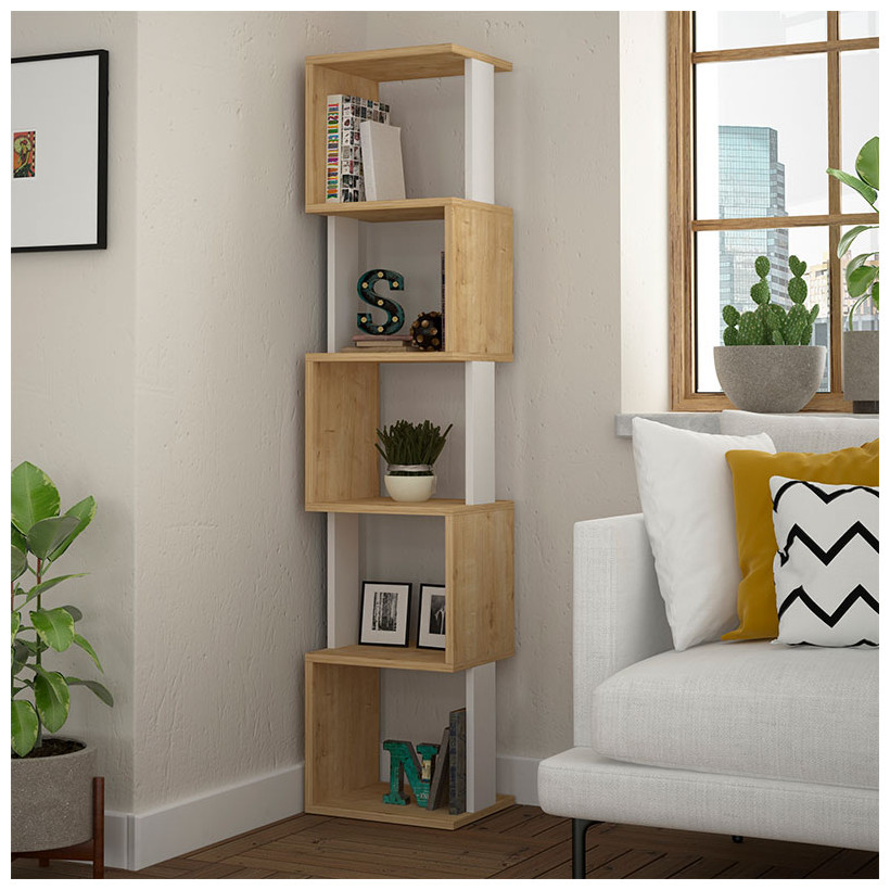 Βιβλιοθήκη Piri  χρώμα sapphire oak/λευκό 35x30x161εκ.