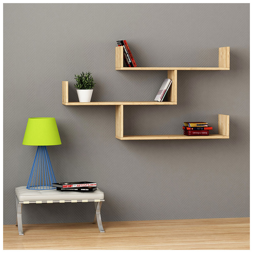 Ραφιέρα τοίχου Tibet  χρώμα sapphire oak 119x22x66εκ.