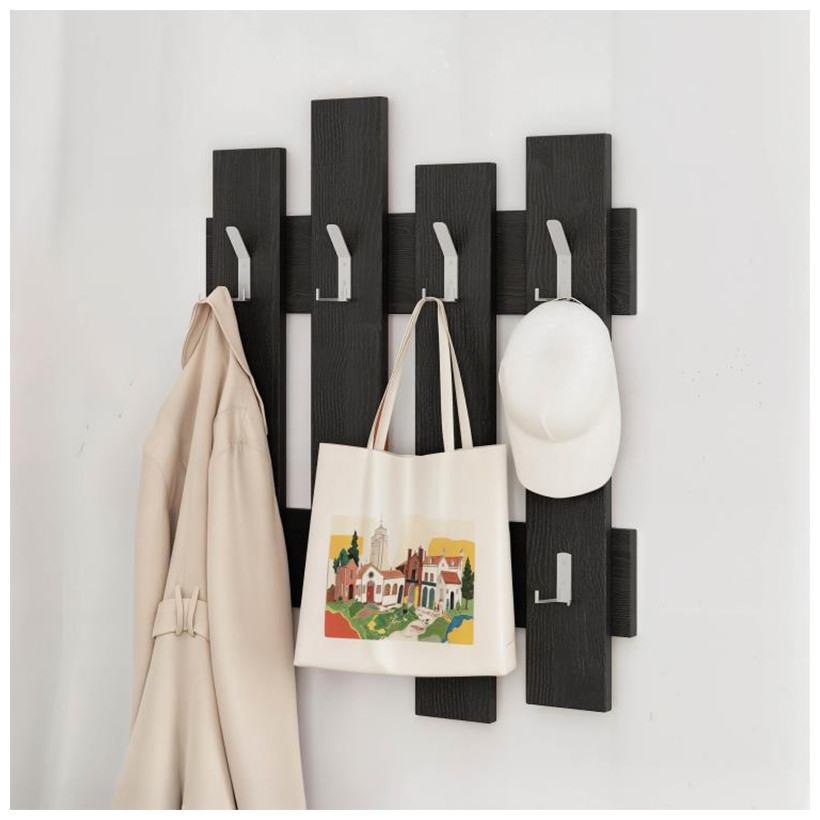 Κρεμάστρα τοίχου Wave  χρώμα black wood 64x4x81εκ.