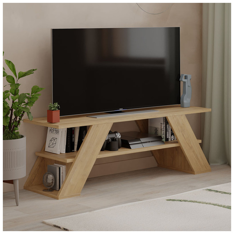 Έπιπλο τηλεόρασης Farfalla  χρώμα sapphire oak 120x33,5x40εκ.