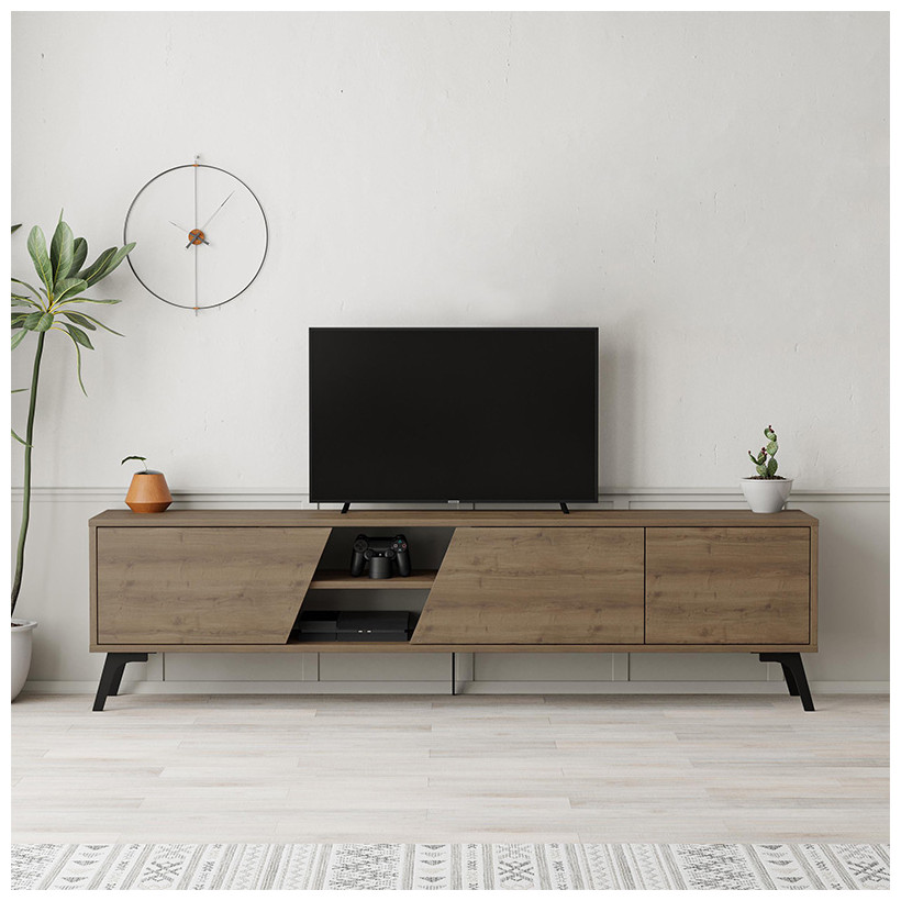 Έπιπλο τηλεόρασης Fiona  χρώμα ανοιχτό καρυδί 180x35,6x48εκ.