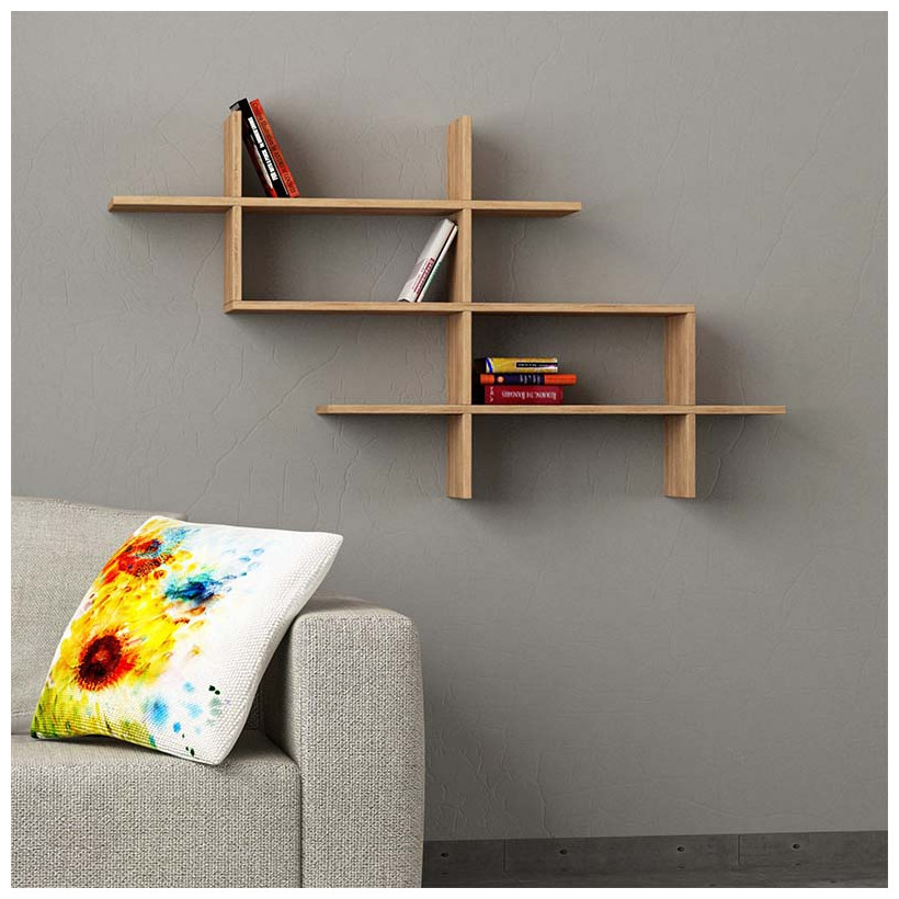 Ραφιέρα τοίχου Halic  χρώμα sapphire oak 150x22x82εκ.