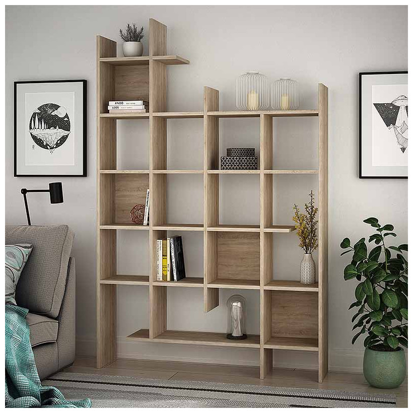 Βιβλιοθήκη Manco  χρώμα sapphire oak 122x25,5x188εκ.
