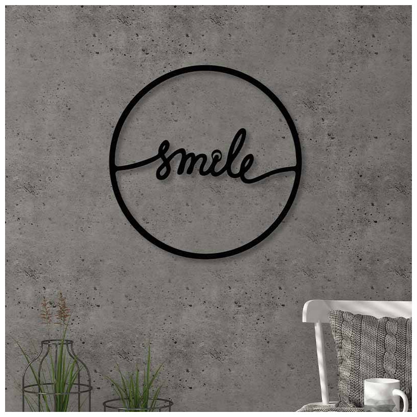 Διακοσμητικό τοίχου Smile  μεταλλικό χρώμα μαύρο 45x2x45εκ.