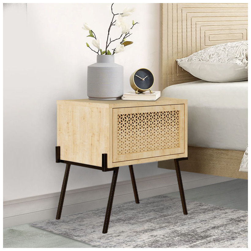 Κομοδίνο Naive  χρώμα sapphire oak 48x34x51εκ.