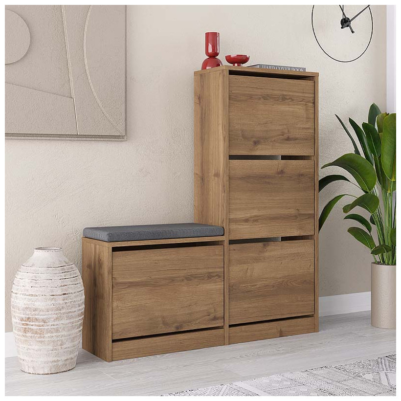 Παπουτσοθήκη Dude  χρώμα ανοιχτό καρυδί 104,8x26x118,5εκ.