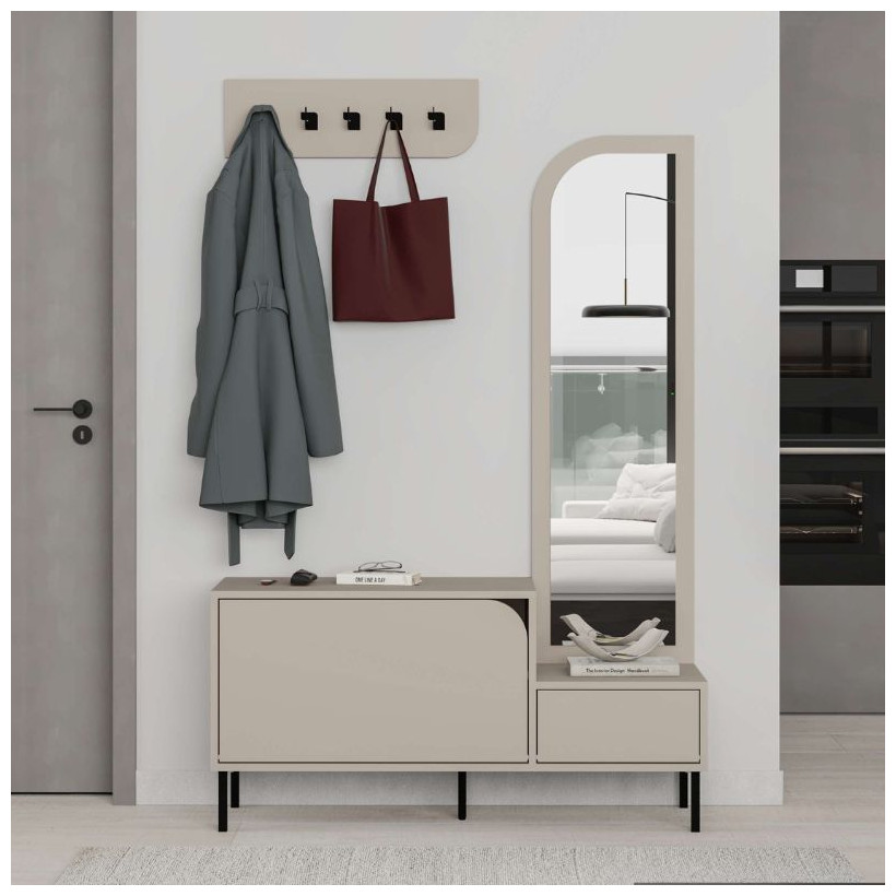 Έπιπλο εισόδου Mila  με κρεμάστρα χρώμα sandstone120x37x171,6εκ.