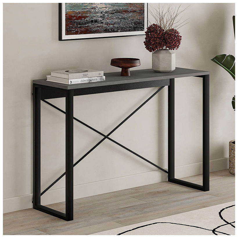 Κονσόλα Archie  χρώμα γκρι ρετρό - μαύρο 110x35x75εκ.
