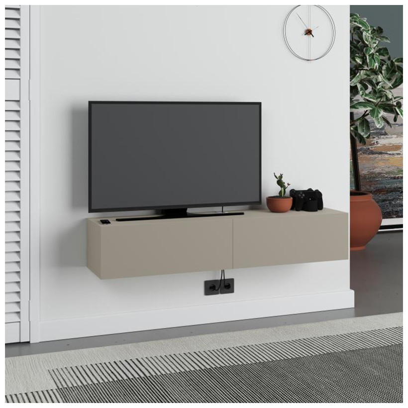 Έπιπλο τηλεόρασης επιτοίχιο Francy  χρώμα sandstone 135x31,7x25εκ.