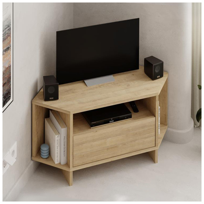 Έπιπλο τηλεόρασης γωνιακό Viva  χρώμα sapphire oak 95,7x35,4x45εκ.