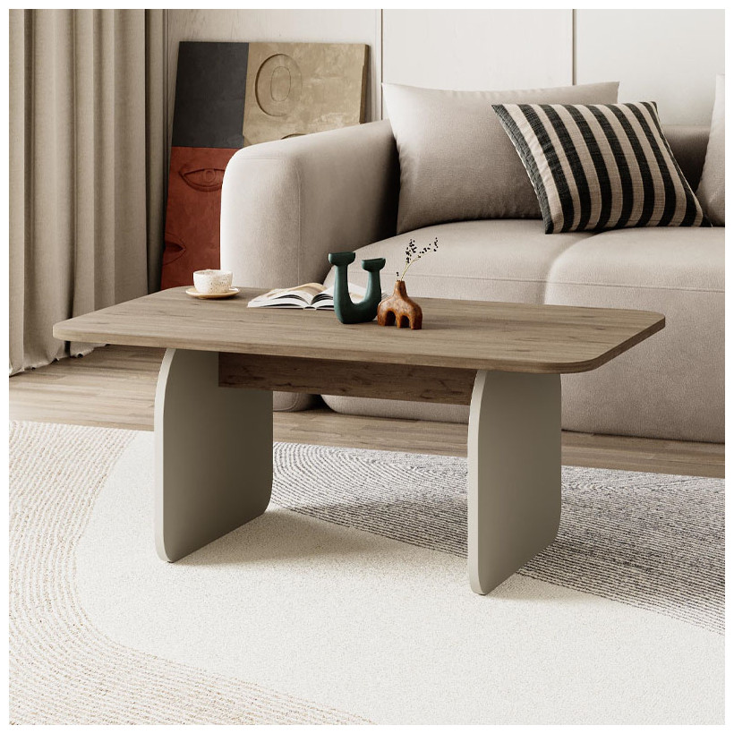 Τραπεζάκι σαλονιού Pietra  χρώμα sepet oak - sandstone 100x60x41,8εκ.