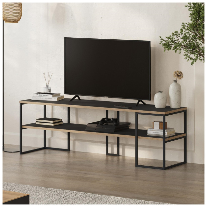 Έπιπλο τηλεόρασης Friday  χρώμα black wood 140x37x45εκ.