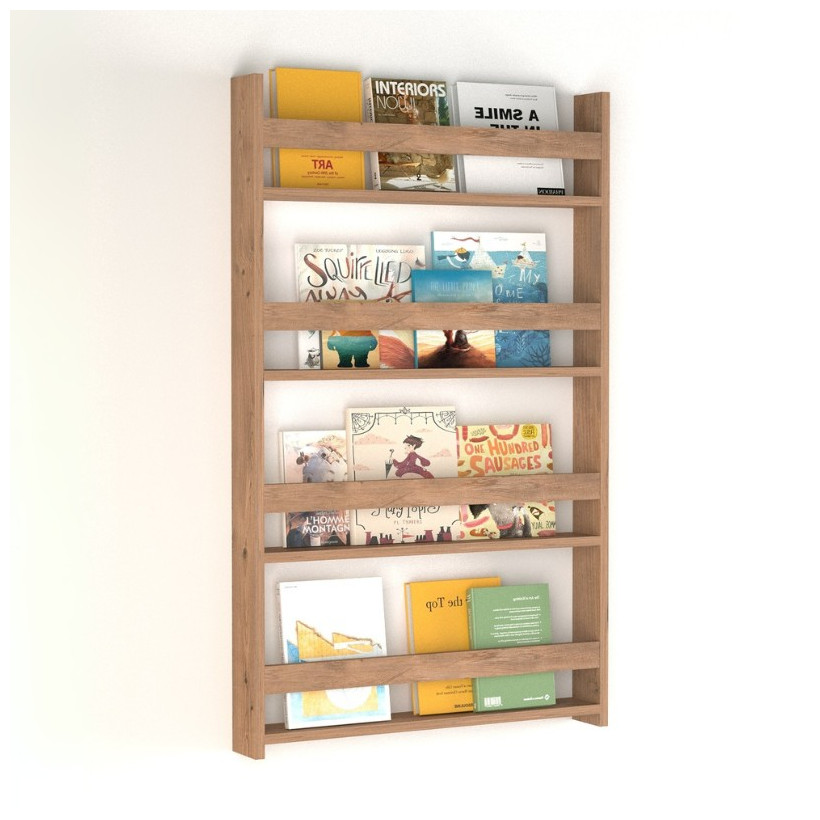 Επιτοίχια βιβλιοθήκη - ραφιέρα Montessori  χρώμα pine oak 74x10x120εκ.