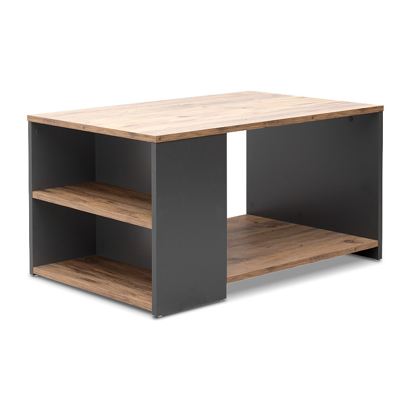 Τραπεζάκι σαλονιού Sylvia  χρώμα pine oak - ανθρακί 90,2x59,2x48,1εκ.