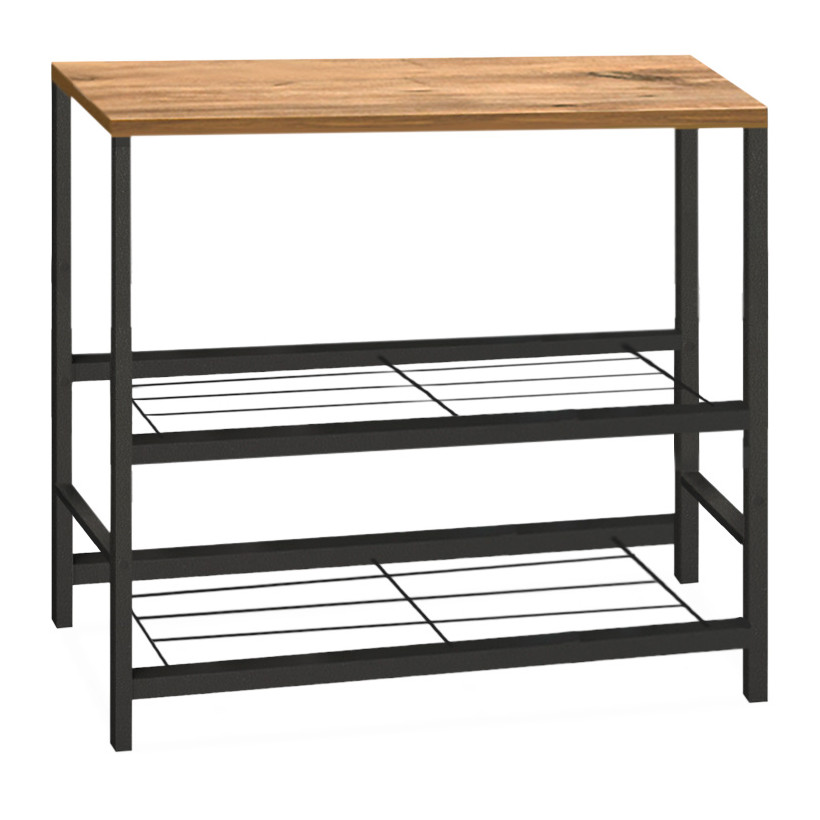 Τραπεζάκι βοηθητικό για φουρνάκι Mulligan  μεταλλικό - μελαμίνης χρώμα μαύρο - pine oak 80x40x80εκ.
