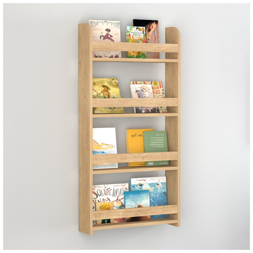 Επιτοίχια βιβλιοθήκη - ραφιέρα Montessori  χρώμα sapphire oak 60x15x120εκ.