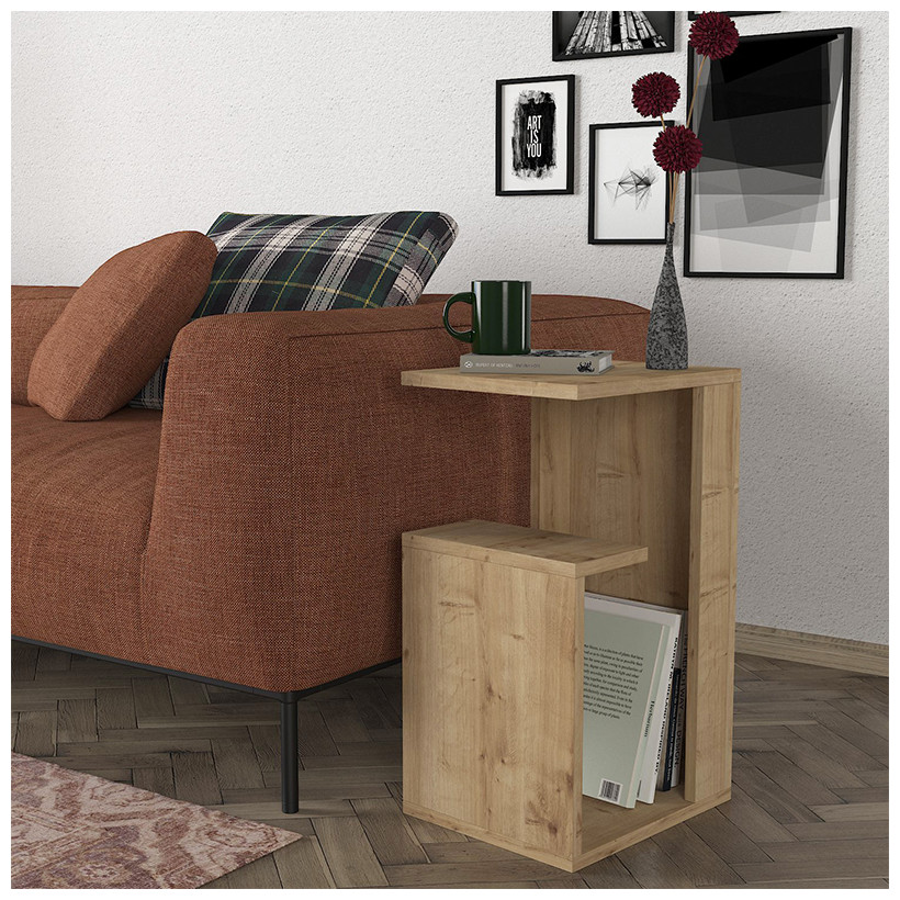 Τραπεζάκι βοηθητικό Rosana  χρώμα sapphire oak 35x29,5x60εκ.