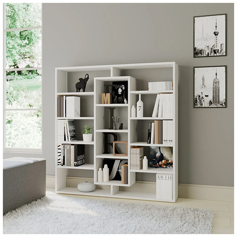 Βιβλιοθήκη Ample  χρώμα λευκό 125x22x135,7εκ.