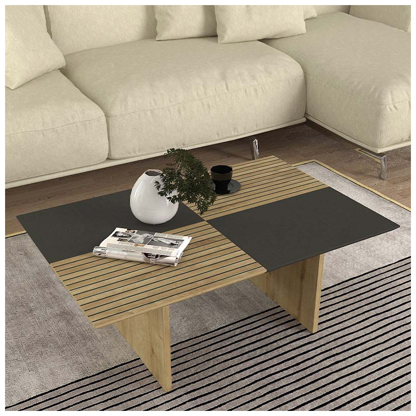 Τραπεζάκι σαλονιού Venita  χρώμα sapphire oak - ανθρακί 90x60x33,8εκ.