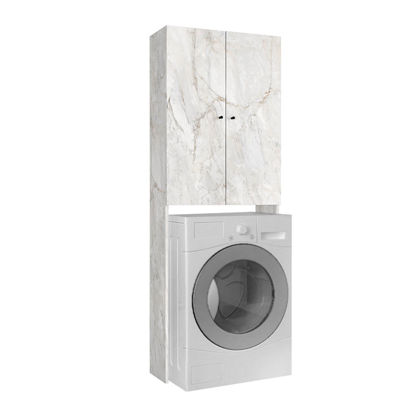 Έπιπλο πλυντηρίου Romme  χρώμα λευκό εφέ μαρμάρου 65x27,1x180εκ.