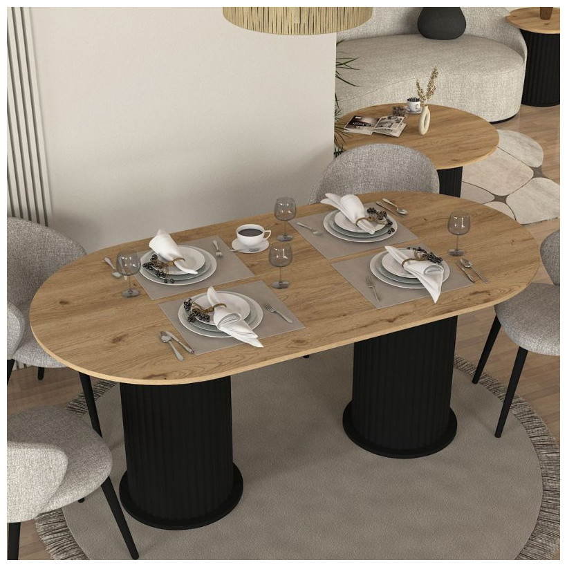 Τραπέζι Bohema  χρώμα μαύρο - sepet oak 180x90x77,7εκ.