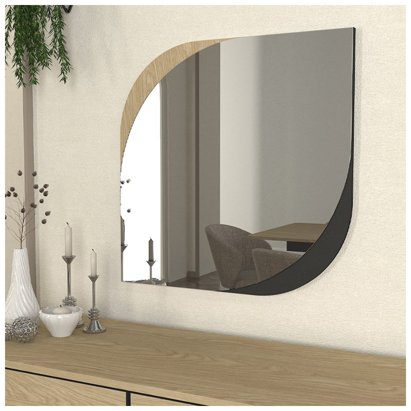 Καθρέπτης τοίχου Lava Μegapap χρώμα rota oak - ανθρακί 70x2,2x70εκ.